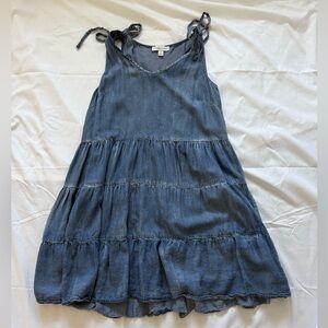 She + Sky Denim Blue Tiered Kids Dress